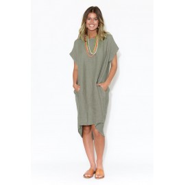 Khaki Linen Dress