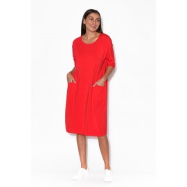 Red Panel Seam Dress