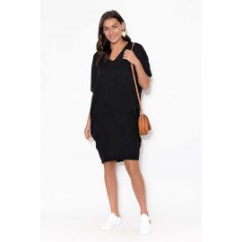 Black Drape Tee Dress