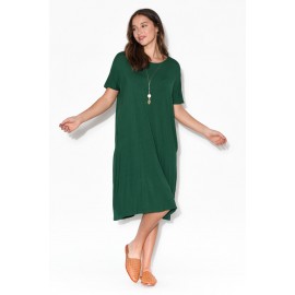 Green Cotton Drape Dress