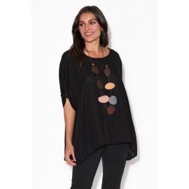 Black Cotton Drape Top