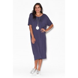 Blue Cotton Drape Dress